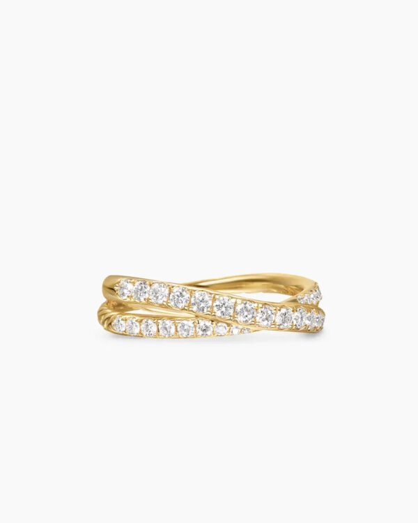 Pav&eacute; Crossover Ring 18K Yellow Gold with Diamonds, 6mm - 6