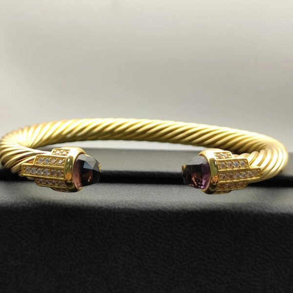 7mm Cable Bracelet with Amethyst & Diamond Accents