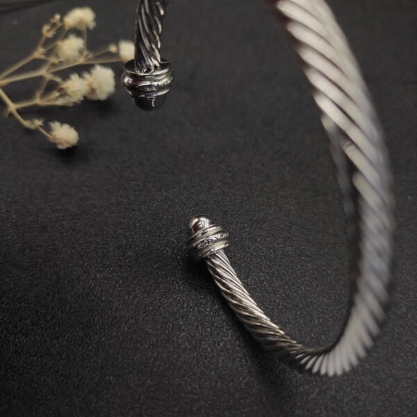 Classic Cable Bracelet Silver and  Half Diamonds 5 MM