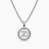 Initial Charm Necklace Sterling Silver with Diamond Z