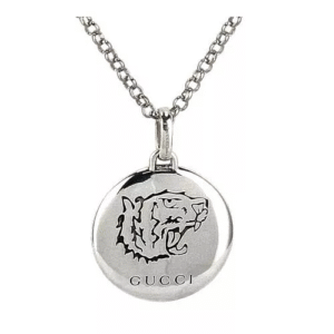 Necklace BLIND FOR LOVE Tiger Head Motif Pendant Adjustable Chain Silver