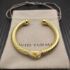 X Classic Cable Station Bracelet in Sterling gold with Diamonds??mm