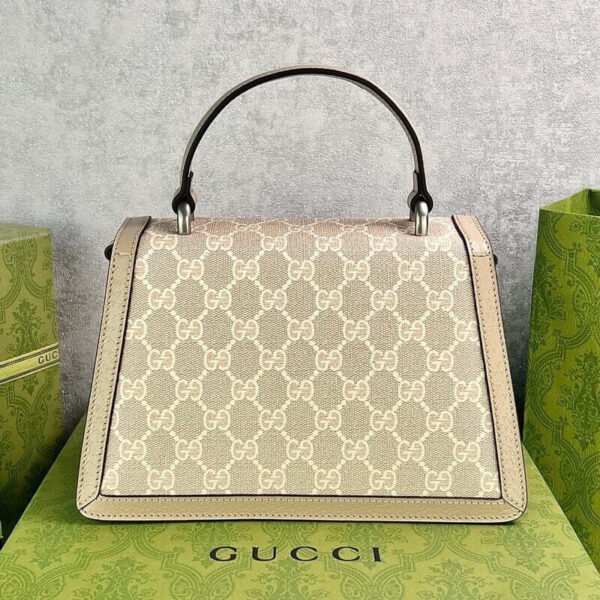 Gucci Dionysus Canvas Top Handle Beige And White Canvas 24x16cm