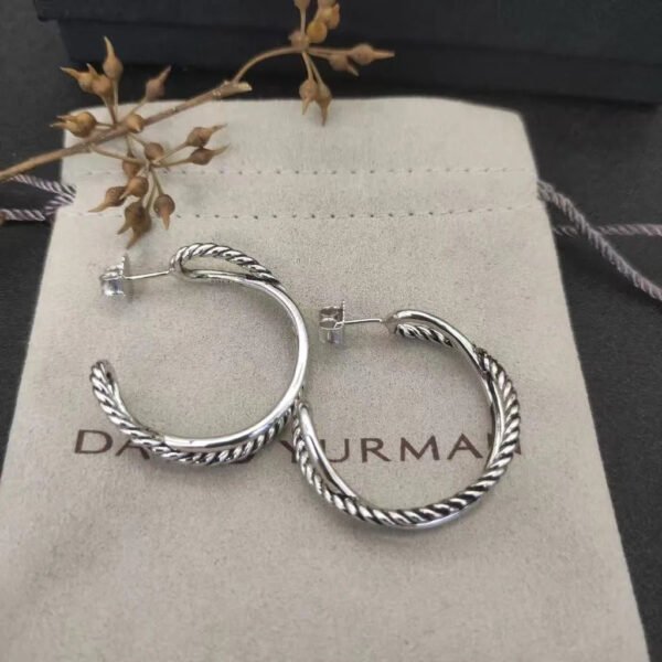Crossover Hoop Earrings Sterling Silver with 18K Yellow Gold 33.7mm - Gold