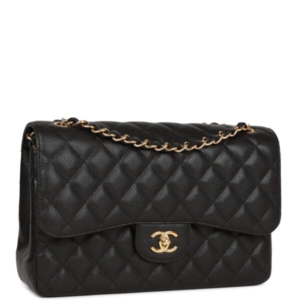 Jumbo Classic Double Flap Bag Black Caviar Gold Hardware