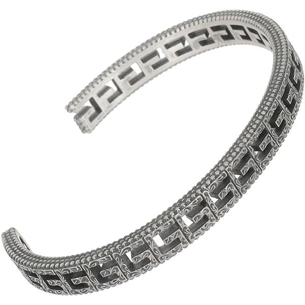 Cubed G Motif Logo Cuff Bracelet in Sterling Silver