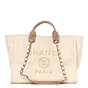Canvas Pearl Large Deauville Tote Ecru Beige