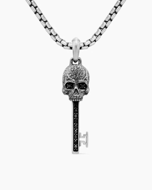 E7E05780-E147-1730-38D5-E3224A779C70.jpg Memento Mori Skull Key Amulet Sterling Silver with Black Diamonds,