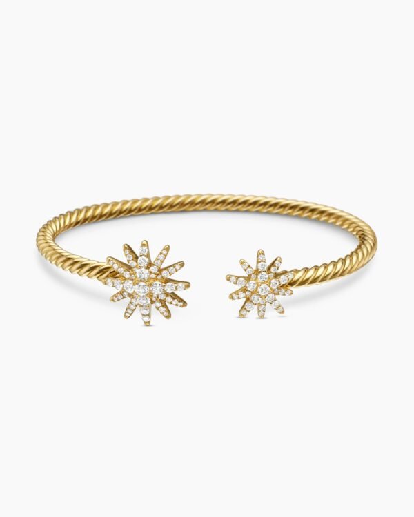 Starburst Cable Bracelet 18K Yellow Gold with Diamonds, 3.5mm, 4mm