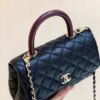 Chanel Medium Flap Bag With Top Handle Navy Blue For Women, Womens Handbags, Shoulder And Crossbody Bags 9in/23cm A92990