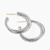 Crossover Hoop Earrings Sterling Silver with Diamonds, 26.5mm