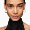 DY Mercer&reg; Hoop Earrings Sterling Silver with Diamonds, 25.4mm