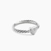Cable Collectibles Heart Stack Ring Sterling Silver with Pave Diamonds, 6.2mm