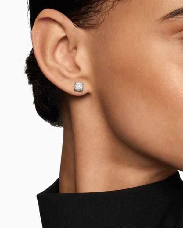 Petite Chatelaine&reg; Stud Earrings Sterling Silver with Pav&eacute; Diamonds, 9mm