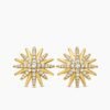 Starburst Stud Earrings 18K Yellow Gold with Diamonds, 19mm
