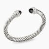 Classic Cable Bracelet Sterling Silver with Black Onyx and Diamonds, 7mm