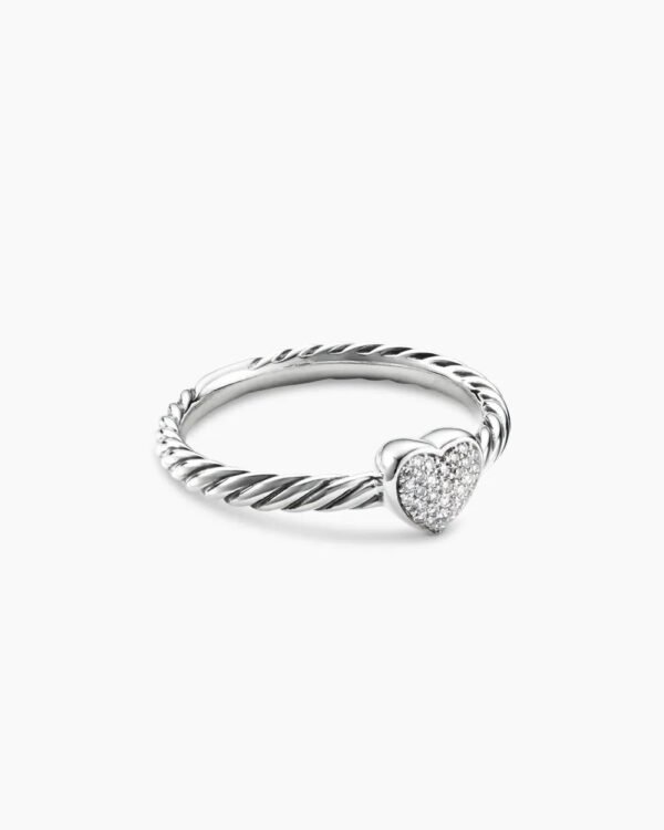 EB9F83F7-C51A-6A6E-E385-C352867F359B.jpg Cable Collectibles® Heart Stack Ring Sterling Silver with Pave Diamonds, 6.2mm