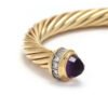EC155F06-39DF-6201-FE46-1EC756638674.jpg Classic Cablespira® Bracelet 18K Yellow Gold with Amethyst and Half Diamonds, 7mm