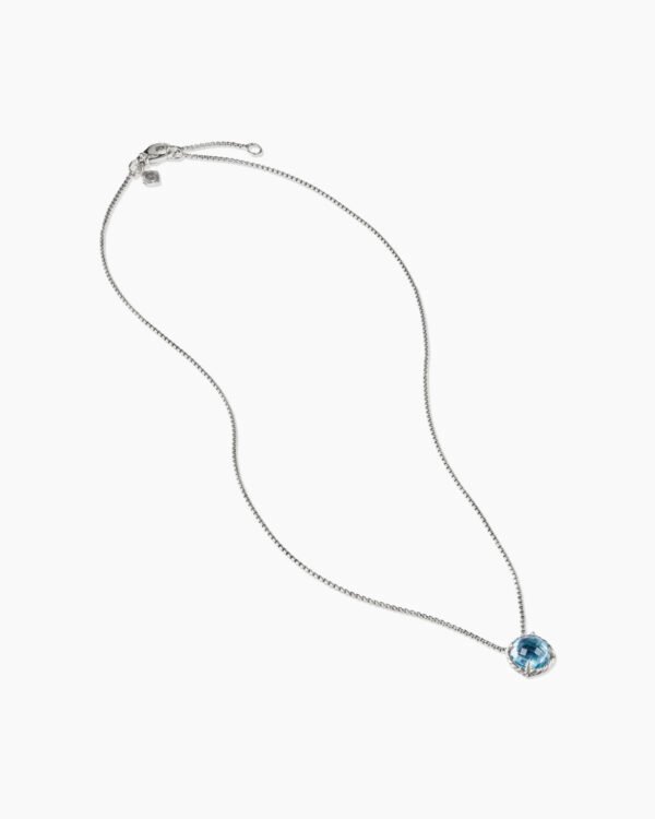 Petite Chatelaine Necklace Sterling Silver with Blue Topaz, 10mm