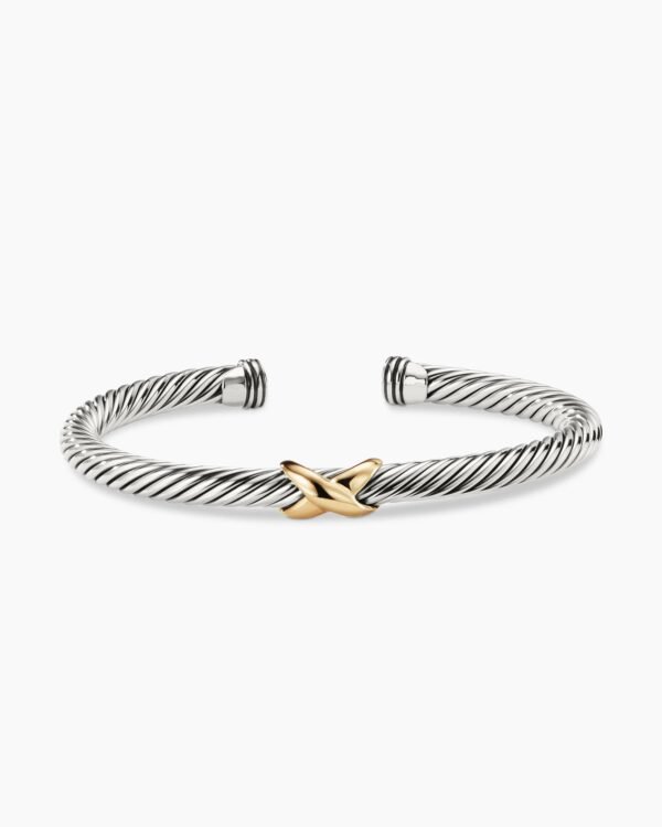 EC3E6E40-B9E4-107D-2178-734AB7EF5BF7.jpg X Classic Cable Station Bracelet Sterling Silver with 14K Yellow Gold, 5mm