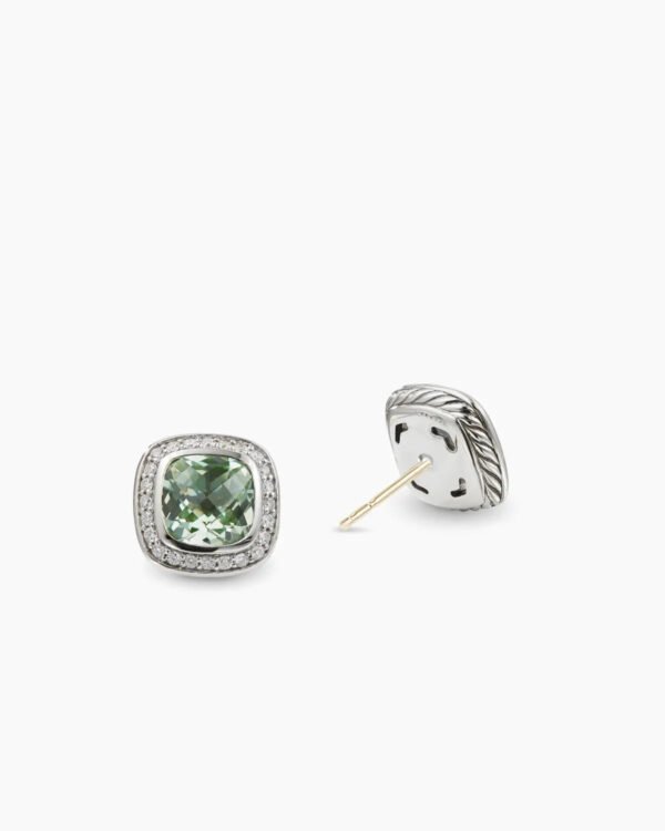 Albion&reg; Stud Earrings Sterling Silver with Prasiolite and Diamonds, 7mm