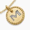 Initial Charm Necklace 18K Yellow Gold with Diamond M