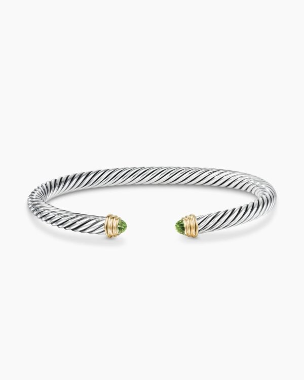 ED31A96E-0137-296C-6BF9-998AD74B44CE.jpg Classic Cable Bracelet Sterling Silver with 14K Yellow Gold and Peridot, 5mm
