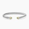 ED31A96E-0137-296C-6BF9-998AD74B44CE_95238862-a2e4-4f8d-8406-e50fb8859141.jpg Classic Cable Bracelet Sterling Silver with 14K Yellow Gold and Peridot, 5mm