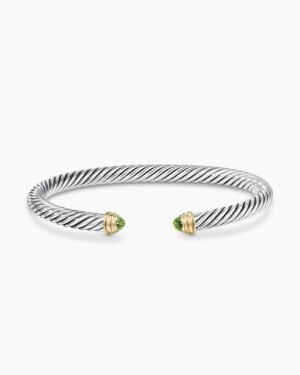 ED31A96E-0137-296C-6BF9-998AD74B44CE_95238862-a2e4-4f8d-8406-e50fb8859141.jpg Classic Cable Bracelet Sterling Silver with 14K Yellow Gold and Peridot, 5mm