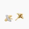 Petite X Stud Earrings 18K Yellow Gold with Diamonds, 8.4mm
