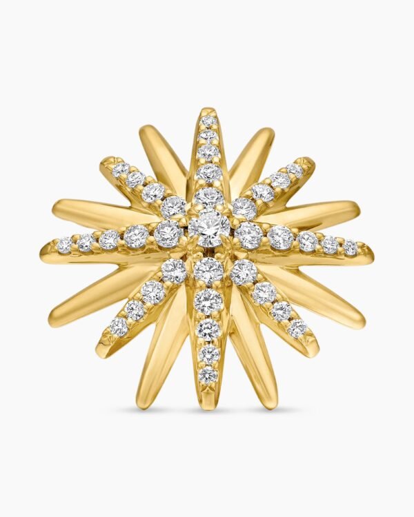 Starburst Stud Earrings 18K Yellow Gold with Diamonds, 19mm