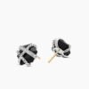 Cable Wrap Stud Earrings Sterling Silver with Black Onyx and Diamonds, 11mm