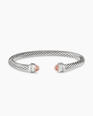 EE744F38-CC45-3AA4-90C1-5115CAE67602.jpg Classic Cable Bracelet Sterling Silver with Morganite and Diamonds, 5mm