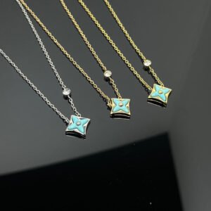 Color Blossom BB Star Pendant, Yellow Gold, Amazonite and Diamond - White gold