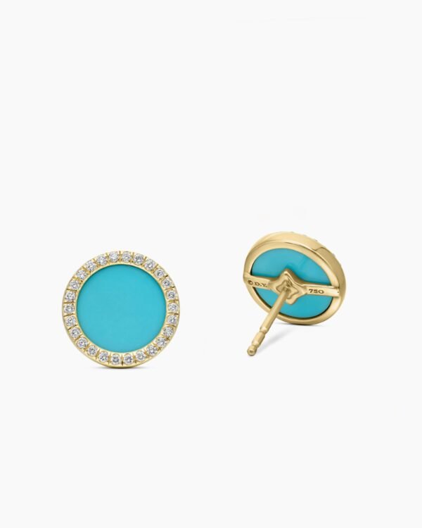 Petite DY Elements&reg; Stud Earrings 18K Yellow Gold with Turquoise and Diamonds, 11mm
