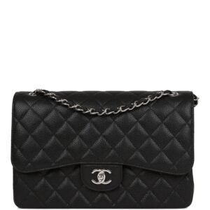 Jumbo Classic Double Flap Bag Black Caviar Silver Hardware