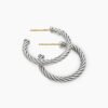 Cable Hoop Earrings Sterling Silver, 3/4in