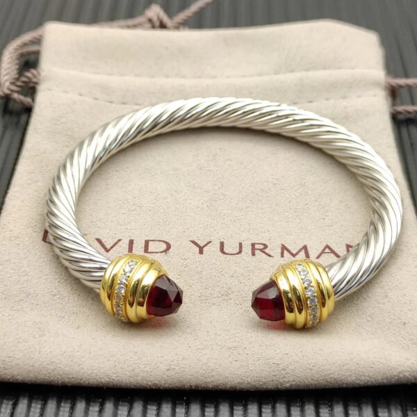 EFD8D752-41BA-9220-F3BE-D0375FCB747B.jpg Classic Cablespira® Bracelet Sterling Silver with 14K Yellow Gold,Rhodolite Garne and Diamonds, 7mm