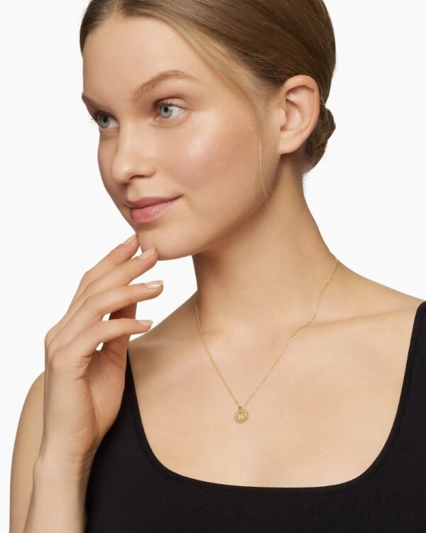 Initial Charm Necklace 18K Yellow Gold with Diamond K