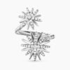 Starburst Bypass Ring Sterling Silver with Diamonds, 27.5mm