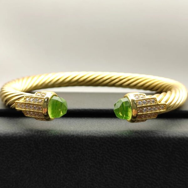 7mm Cable Bracelet with Peridot & Diamond Accents