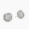 Infinity Stud Earrings Sterling Silver with Diamonds, 13mm
