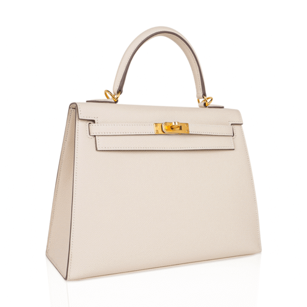 Kelly 25 Sellier Bag Craie Epsom Leather with Gold Hardware