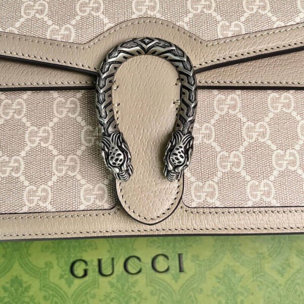 Gucci Dionysus Canvas Top Handle Beige And White Canvas 24x16cm