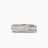 Crossover Band Ring Sterling Silver with Diamonds, 5.3mm