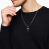 Cable Cross Pendant Sterling Silver with 18K Yellow Gold - A