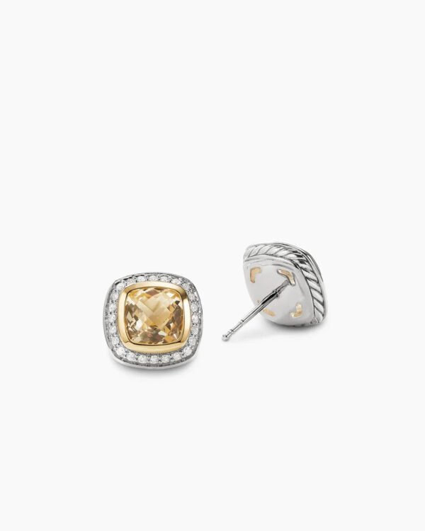 F11B4EEB-58A5-BD88-E6BC-A573AE34AA74.jpg Albion® Stud Earrings Sterling Silver with 18K Yellow Gold, Champagne Citrine and Diamonds, 7mm