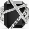 Cable Wrap Ring Sterling Silver with Black Onyx and Diamonds - 6