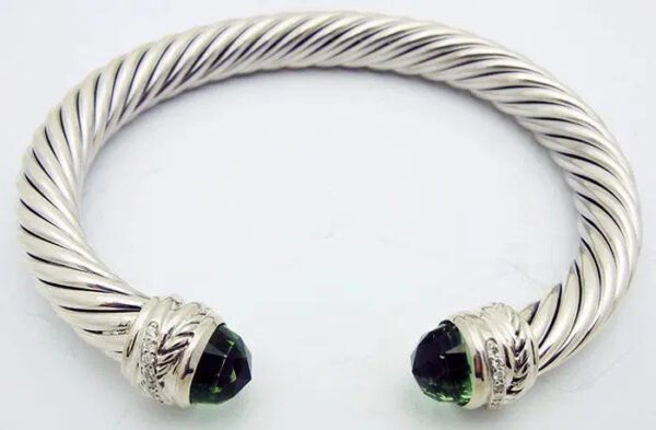 F1651D2B-DDDB-7B5A-5AAD-17E074607061.jpg Classic Cable Bracelet Sterling Silver with Peridot Diamond Sterling 7 MM