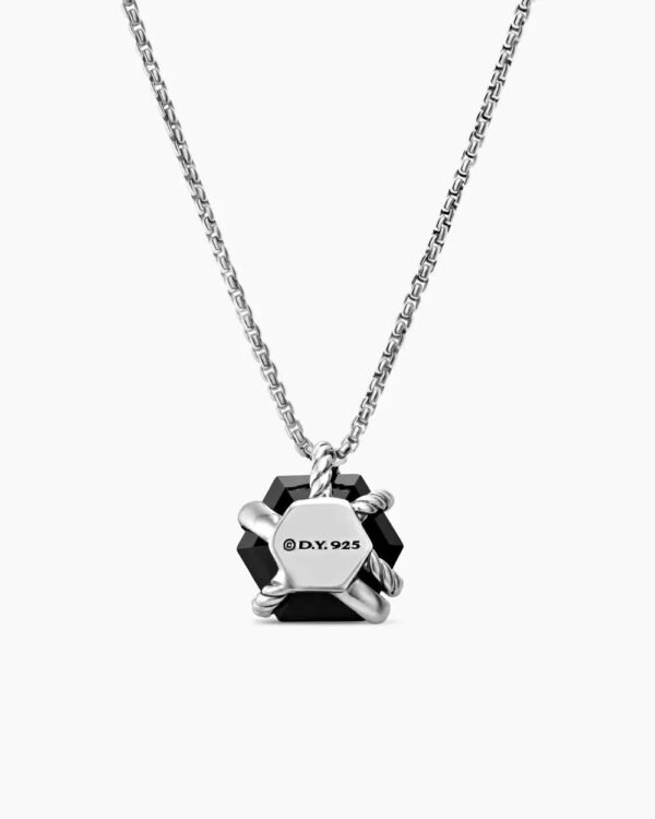 Cable Wrap Necklace Sterling Silver with Black Onyx and Diamonds, 12.5mm